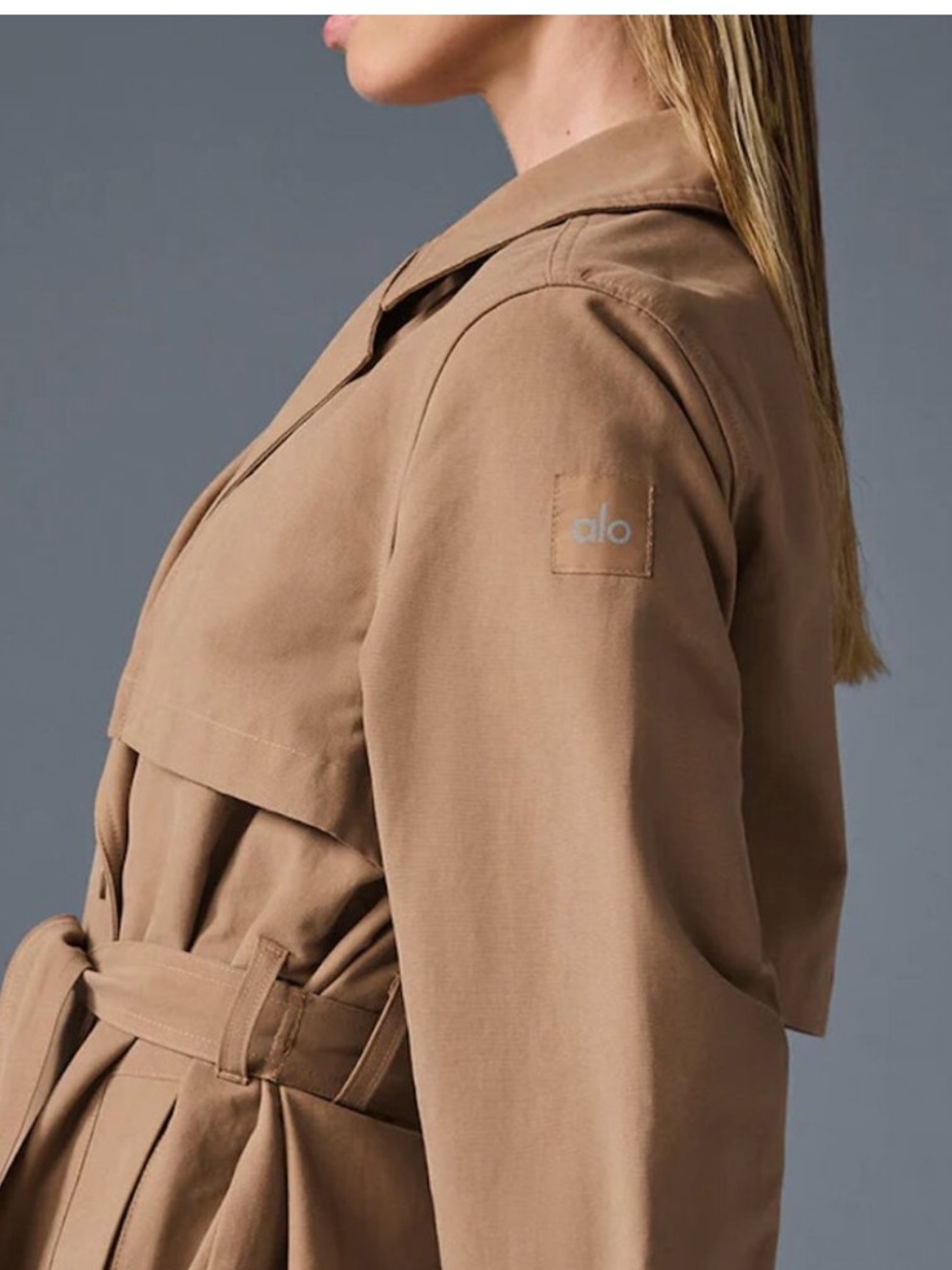 Alo Yoga Prime Trench Coat Jacket Toasted Almond Sz S 4-6 W4620R - Picture 2 of 16
